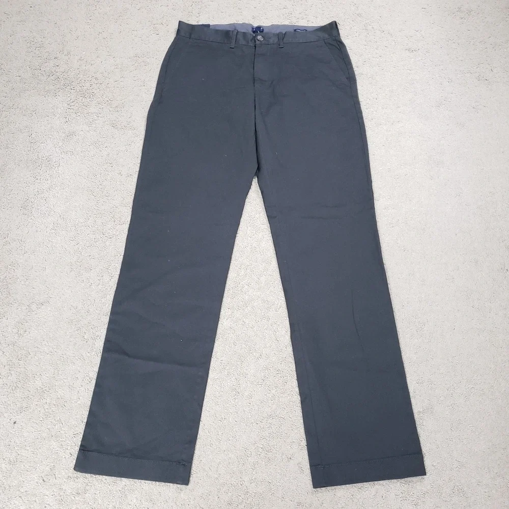 J Crew Mens Chino Pants 32X34 (FITS 33x33) Black Straight Leg Flat Front NEW